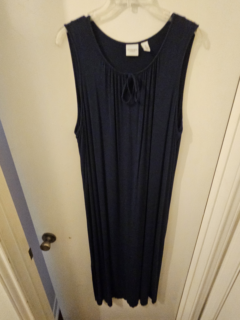 Chico's Sleeveless Navy Maxi Dress with Tie Neck